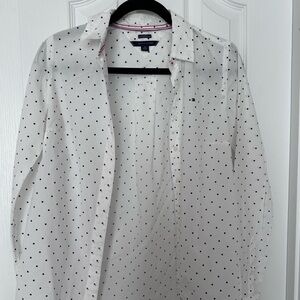 Tommy Hilfiger White Shirt Jacket with Navy Polka Dots